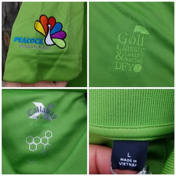 Callaway Golf Polo Shirt Size L Embroidered Short Sleeves Bright Green UPF15 NWT - Picture 4 of 8
